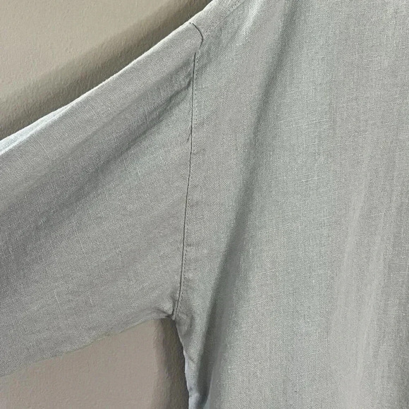 Sand Snow 100% Stonewashed Linen Long Sleeve Shirt Blue L/XL Seashell Buttons - Picture 6 of 14